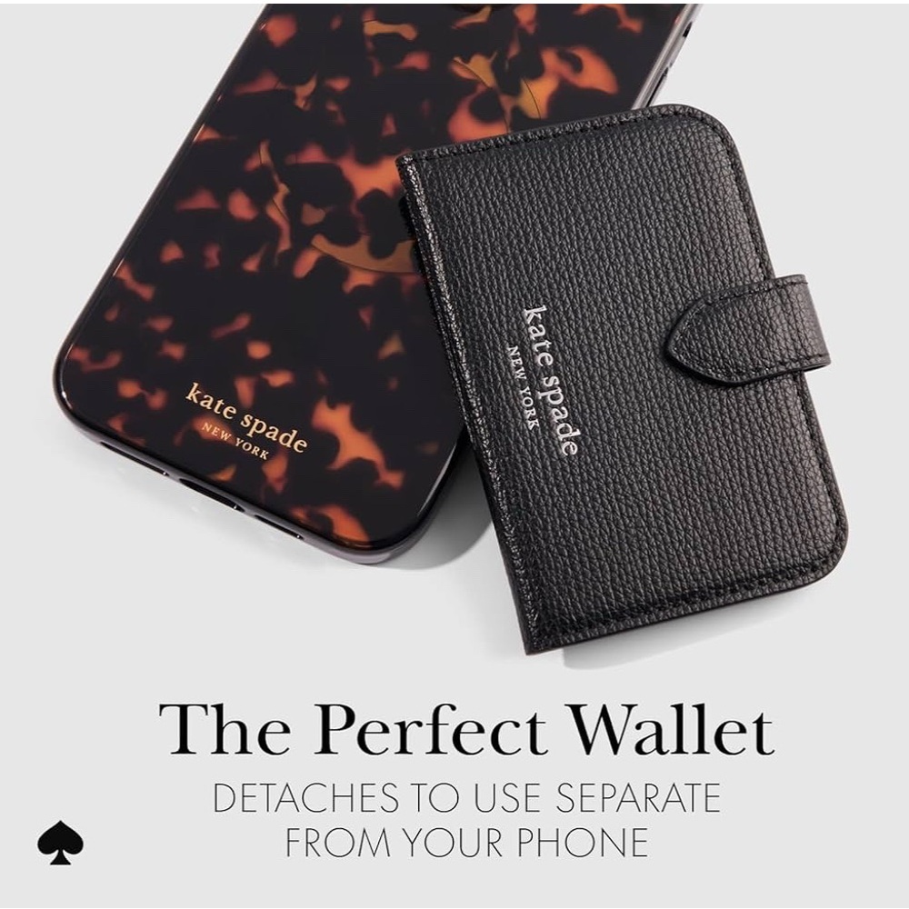 Kate Spade Magnetic Safiano Leather Black Phone Wallet Case - Picture 2 of 8